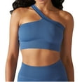 thumbnail image 2 of Women One Shoulder Tank Top Ribbed Crop Spaghetti Strap Sports Tees Stylish Slim Fit Sleeveless Yoga Workout Camisole, 2 of 4