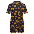 thumbnail image 4 of FDGIU Halloween Pajamas Women Halloween Print Casual Turndown Collar Short Sleeve Blouse Button Short Pants Pajamas Suit Soft Sleepshirts, 4 of 6