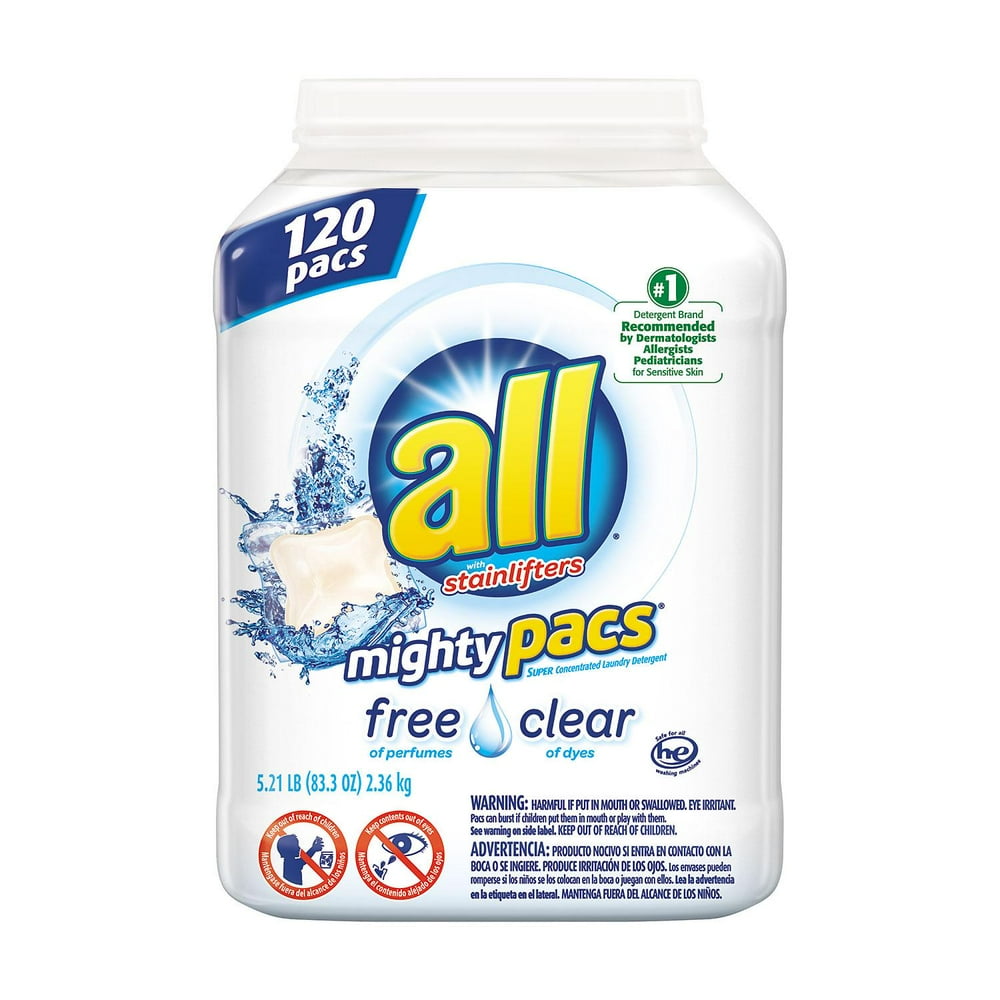 All Mighty Pacs Free & Clear Laundry Detergent 120 loads