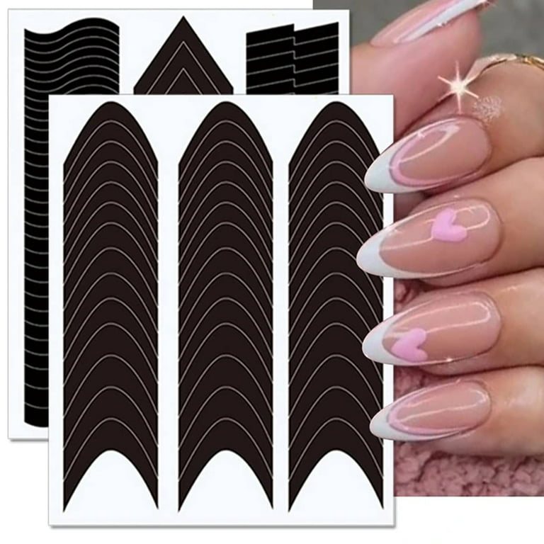 240pcs Nails Sticker Stencil Tips Guide French Manicure Nail Art Decals  Form Fringe DIY Sencil 3D Styling Beauty Tools - AliExpress
