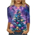 thumbnail image 2 of Miluxas Christmas Shirts for Women 2024 Women's Fashion Printed T-shirt 3/4 Sleeves Blouse Round Neck Casual Tops Y-Multicolor 10(XL), 2 of 4