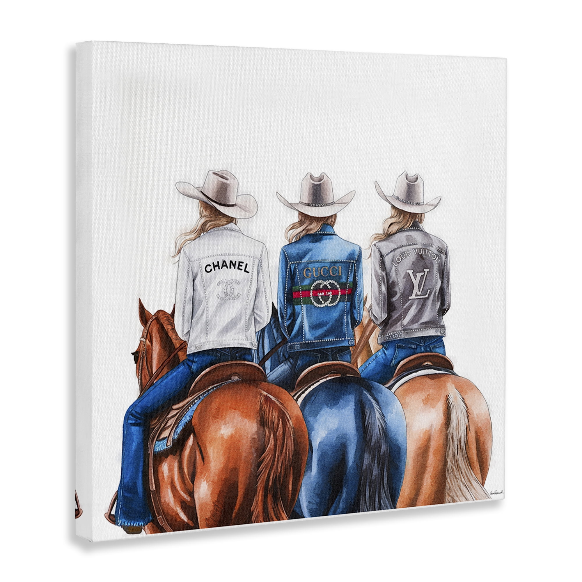 Stupell Industries Fashion Trend Cowgirls People Painting Wrapped Canvas Art Print Wall Art, 30 x 30