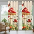 thumbnail image 3 of Outdoor Curtains for Patio Waterproof, Red Mushroom Windproof Pravicy Outside Porch Blackout Curtain, Watercolor Spring Summer Floral Sun Blocking Grommets Curtains for Cabana Gazebo 54"x108", 3 of 9