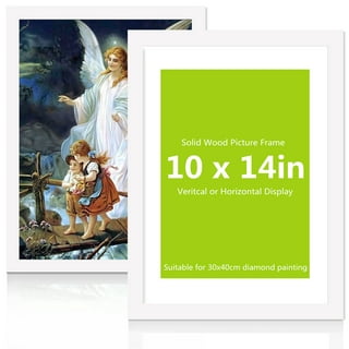 12x16 Wood Picture Frame for Diamond Painting 30x40cm Diamond Art Frames  12x16 in/30x40 cm without Mat or 10x14 in/25x35 cm with Mat Wooden Photo  Poster Frame for Wall Hanging Display - White