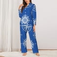 thumbnail image 2 of Salouo Compass Pattern Women's Pajamas Set Long Sleeve Button Down Sleepwear Soft Pj Lounge Sets for women 2 Piece Pjs Set with Long Pants-Large, 2 of 7