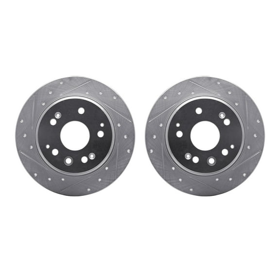 Dynamic Friction Company Rear Brake Rotors-Drilled and Slotted-Silver 7002-58016