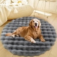 thumbnail image 5 of Lanola Deluxe Plush Dog Crate Beds, Washable Soft Shaggy Round Cat Sleeping Mat Pad, Kitten Supplies for Indoor Pets, Anti-Slip Area Rugs for Living Room Bedroom(Gray,15in), 5 of 7
