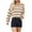 Khaki, variant on Knitted Sweaters for Women Vintage Long Sleeve Striped Casual Loose Boat Neck Plaid Pullovers Sweaters Y2K 90s Girl Knitwear Jumper Stylish Trendy, Blue (X-Large)