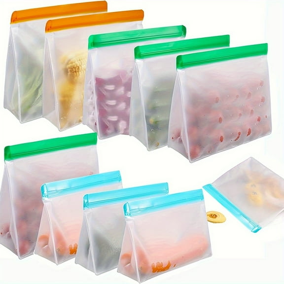 3-Piece Reusable Silicone Food Storage Bags - BPA-Free, Leak-Proof Freezer Bags (1 Gallon/1 Sandwich/1 Snack) for Travel/Home/Kitchen, Eco-Friendly Gift Bags