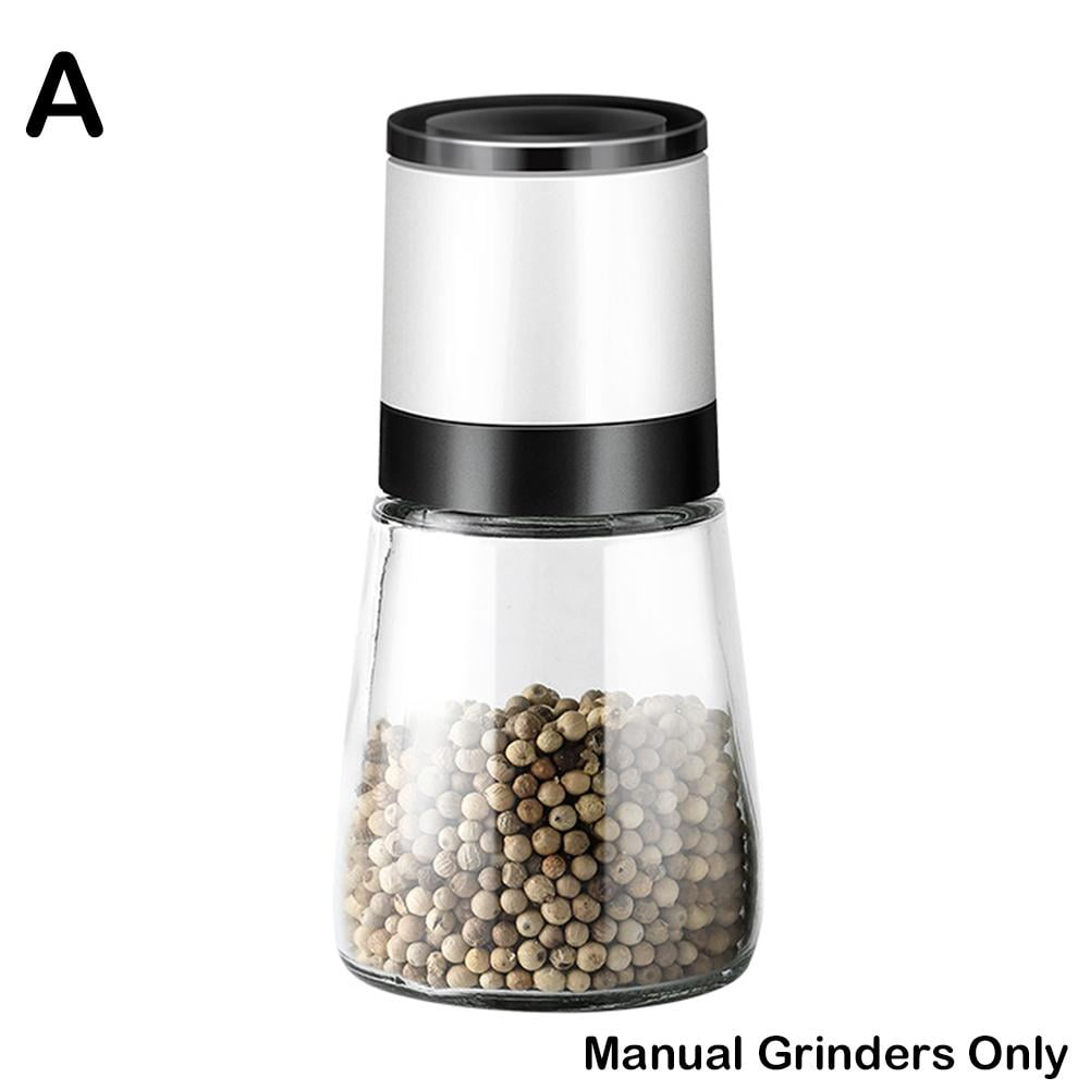 Salt and Pepper Grinder Shaker Mill Glass Bottle Refillable Adjustable