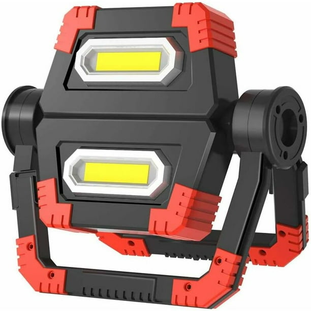 Reflector LED recargable plegable de 30 W, 4 modos, reflector para sitio de construcción, luz de trabajo portátil con rotación de 360°, batería de reflector LED para camping, sitio de construcción, e