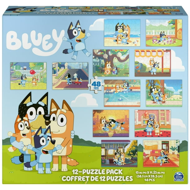 Juego de rompecabezas Bluey, 11 rompecabezas de madera borrosa troquelados para niños