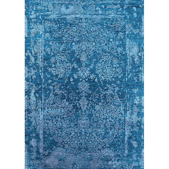 Ahgly Company Indoor Rectangle Oriental Light Blue Industrial Area Rugs, 5' x 8'