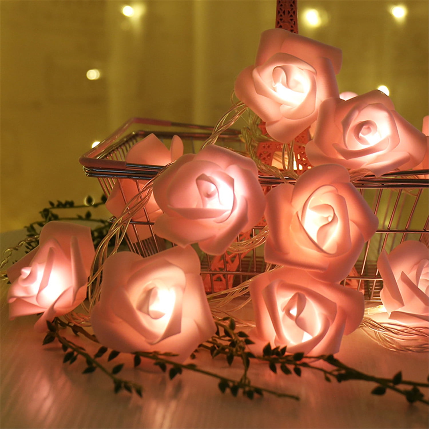 30LED Solar Power Rose Flower String Fairy Light Romantic Wedding Bedroom Decor 