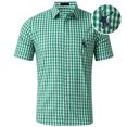 thumbnail image 4 of RMGVDSD Boy's Plaid Button Down Shirts Classic Fit Short Sleeve Gingham Tops For School Casual Festival Kids Dress Shirt 7-8 Years, 4 of 4