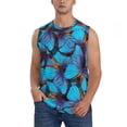 thumbnail image 1 of Fotbe Blue Butterflies Men's Camiseta sin Mangas Estampada para Hombres, Playera Casual para Gimnasio, Entrenamiento, Playa-3X-Large, 1 of 7