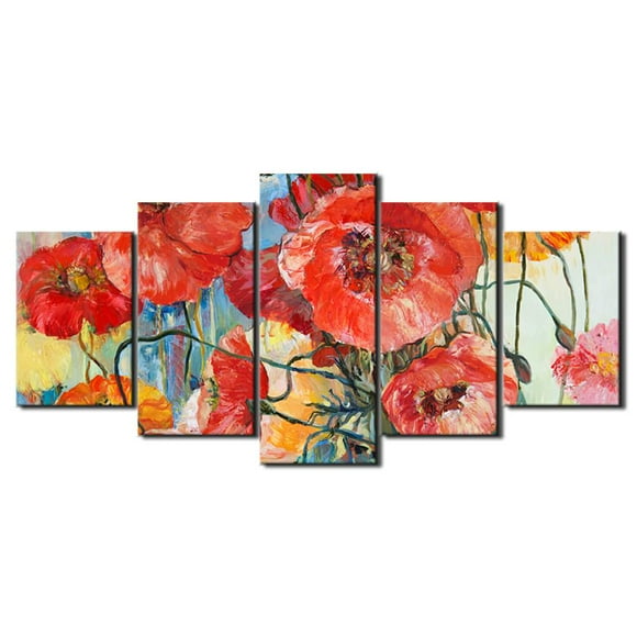 relayinert 5 Panels Big Flower Oil Painting Wall Art Painting Photo Poster Oil Pictures Drawing Living Room Decor