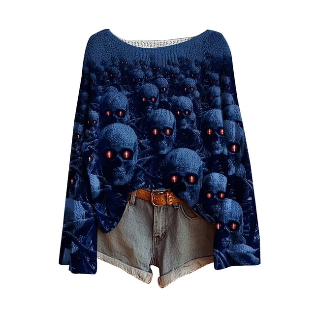 WZXFASHION Chandail Décontracté à Imprimé Artistique pour Femmes, Chandail Tricoté à Enfiler pour Femmes, Mode, Blouse à Manches Longues à Col Rond, Haut Couche Chaud d'Hiver, Articles en Liquidation, Chandail à Enfiler pour Femmes