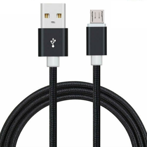 10ft Braided Micro Usb Cable Charger For Android Usb2 0 To Micro Usb Cable Charger Cord For Samsung Htc Motorola Nokia Kindle Mp3 Tablet And More Black Walmart Com Walmart Com
