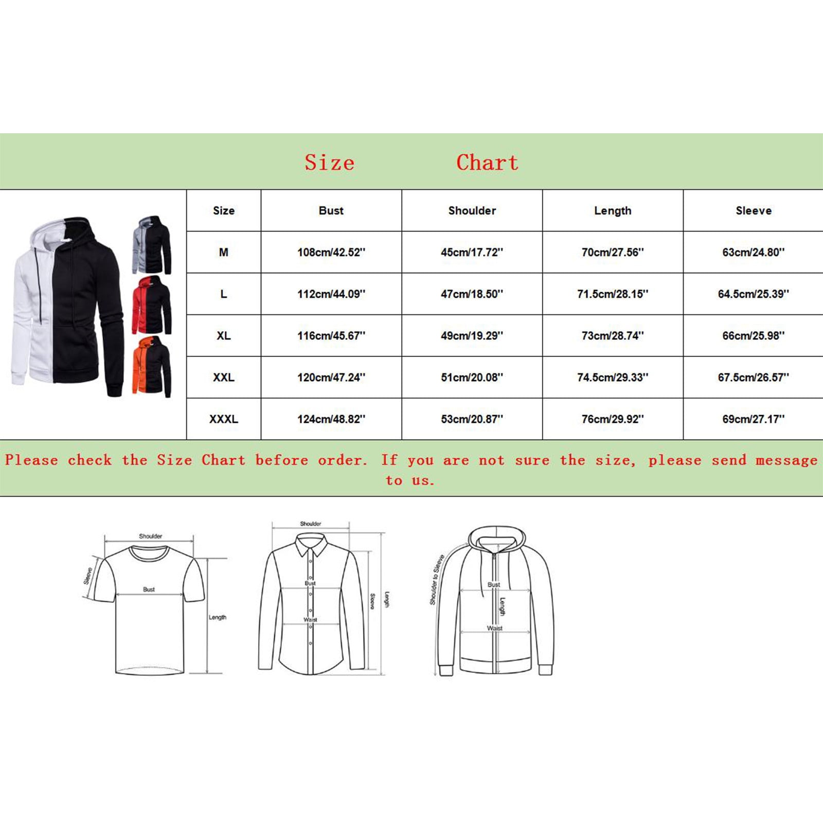 Wendunide 2024 Clearance Sales, Hoodies for Men, Men's Autumn Colorblock Zipper Long Sleeve Fashion Hooded Jacket Mens Jackets Red XXL