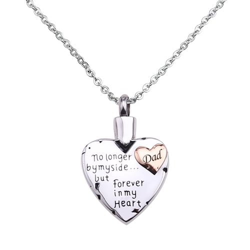 Daesar Stainless Steel Cremation Jewelry Always in My Heart Smooth Love Pendant Necklace Gold 