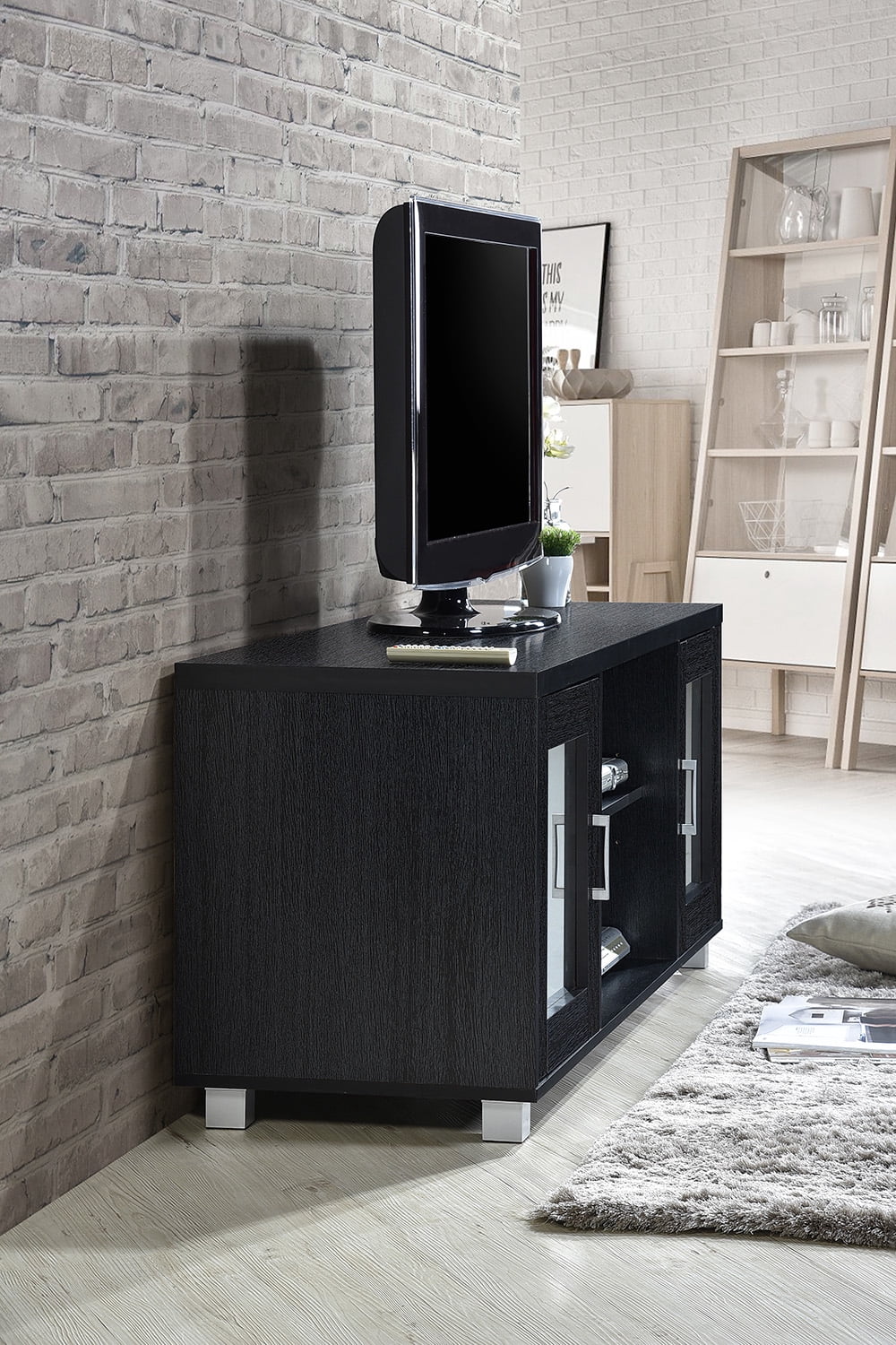Hodedah 57" Wide Entertainment Center in Black