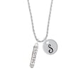 thumbnail image 2 of Delight Jewelry Silvertone Sisters Best Friends Forever Bar Silvertone Script Initial Disc - S - Charm Necklace, 20"+3", 2 of 4