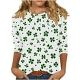 thumbnail image 5 of CLOISE T Shirts for Women 3/4 Sleeve St Patricks Day Plus Size Green Tops Crewneck Holiday Irish Themed Pullover Loose Holiday Blouses, 5 of 5