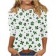 thumbnail image 5 of Xuyuer St. Patrick's Day Womens Fashion 3/4 Sleeve Round Neck Casual Cute T Shirts Shamrock Printed Graphic Tunic Blouses Tee Casua Basic Business Work Tops, 5 of 5