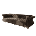thumbnail image 5 of Chesterfield Pull Out Convertible Sofa Bed, Classic Flower Tufted Velvet Loveseat Sleeper Couch With Roll Arms and Pillows, for Living Room Apartment Office, 5 of 16