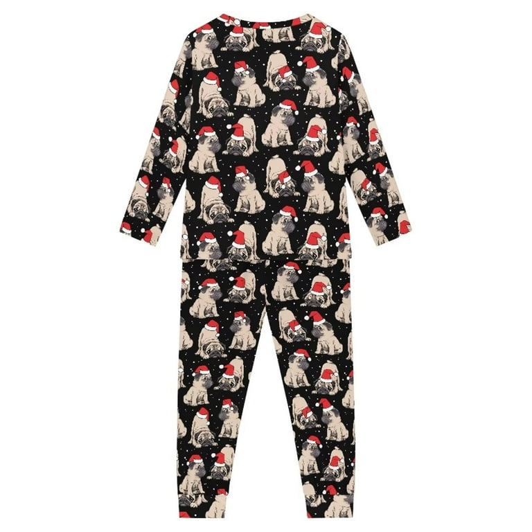 Renewold Stretchy Pajamas Set for Boys Girls 2 Pack Chrsitmas Pug