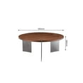 thumbnail image 6 of GZXS Modern Minimalist Round Coffee Table, 35.4-Inch Accent Center Table w/ Brown Wood Grain Top and Black Metal Legs, for Living Room, Home Office, 6 of 8