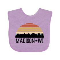 Inktastic Madison Wisconsin Skyline Retro Sunset Boys or Girls Baby Bib