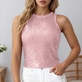 thumbnail image 3 of Lixiuxyad Camisoles For Women Fashion Sequin Camisole Summer Sleeveless Tank Top With Glitter Rhinestone Spaghetti Strap For Casual Party Wear,Pink, 3 of 7