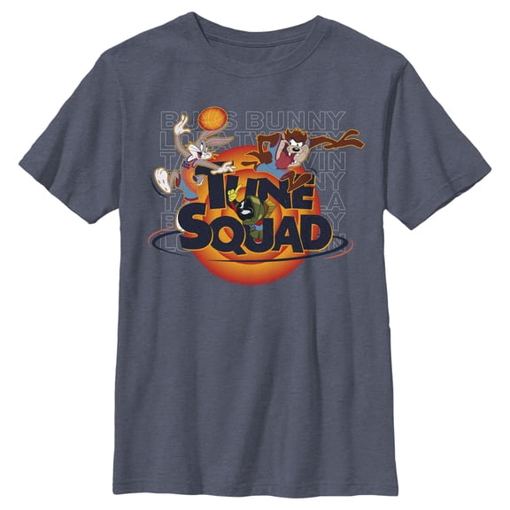 Boy's Space Jam: A New Legacy Tune Squad Classic Logo  Graphic Tee Navy Blue Heather Large