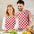 thumbnail image 3 of Red and White Checkered Pattern Apron-Garden Aprons for Women with Pockets-Cotton Linen Waterproof Kitchen Cooking Gardening Aprons Adjustable for Kitchen,Cooking,BBQ and Salon 33x27 Inch, 3 of 7