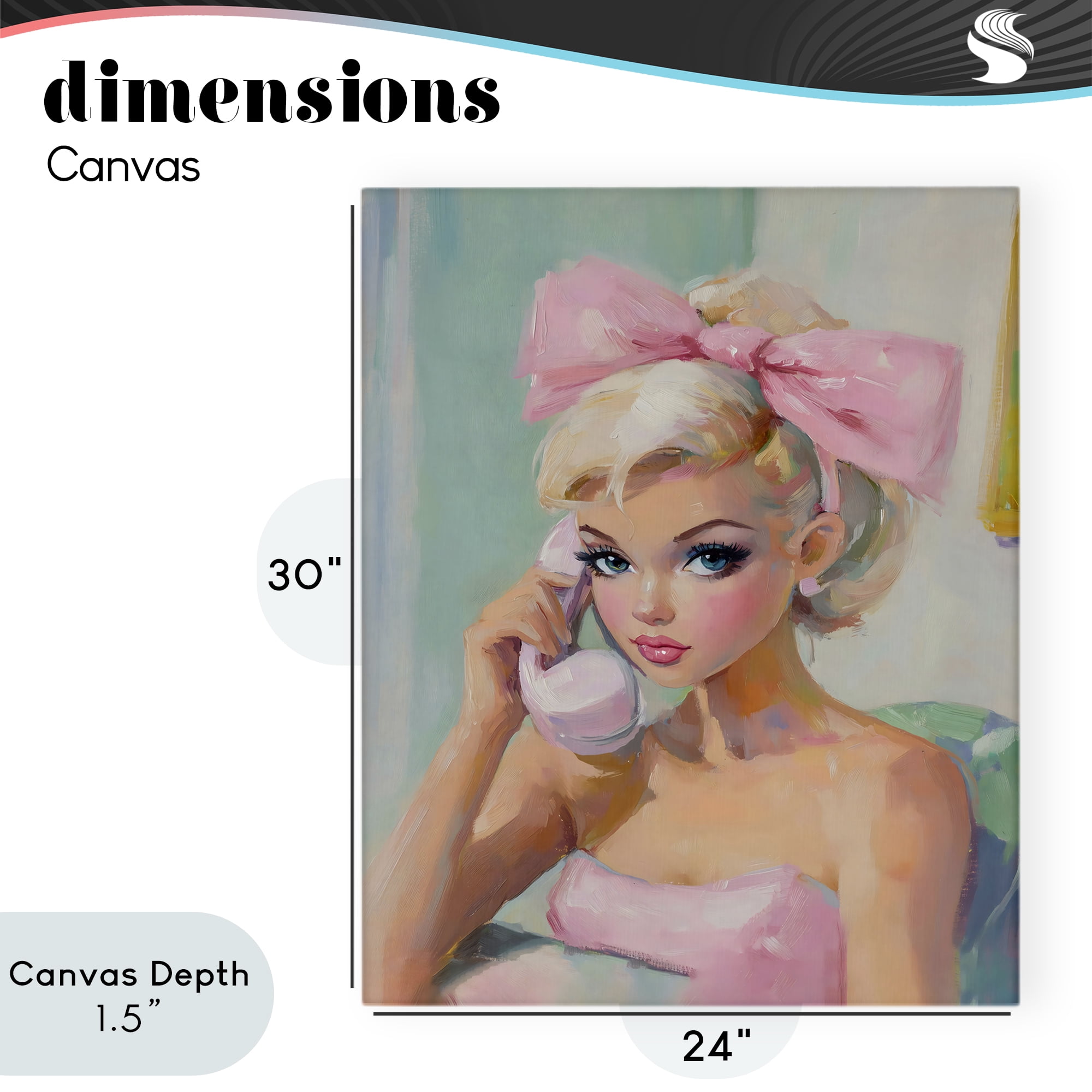 Stupell Industries Blonde Girl with Pink Bow Canvas Wall Art, design by The Prints Vibe