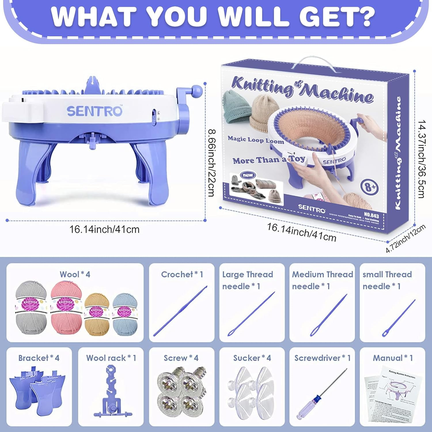 Knitting Machines 48 Needles,Smart Knitting Crochet Machine, Knitting Crochet Machine with Row Counter,Weaving Loom Machine Kit for Adults,DIY Board Rotating Double Knit Kit