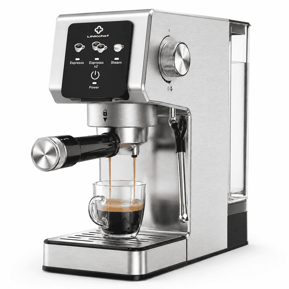 LINKChef 20-Bar Espresso Machine with Automatic Steam Wand, 1300W Professional Espresso Maker, 40 oz Removable Water Tank, Single & Double Shot