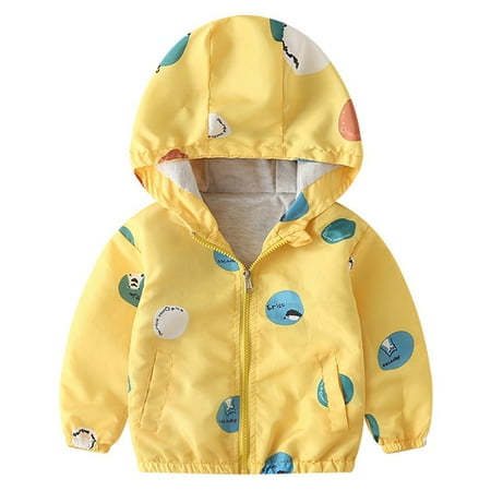 

SYNPOS Toddler Baby Girls Cartoon Windbreaker Thin Hooded Jacket