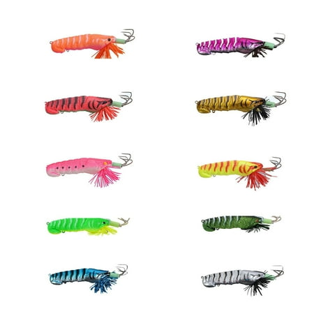 Cheers.US Fishing Lure Octopus Ultra-Sharp Fishing Lures Shrimp Bass Lures Shrimp Baits Soft Shrimp Lure Bass Lures Plastic Enticement Set with Hooks for Freshwater and Saltwater