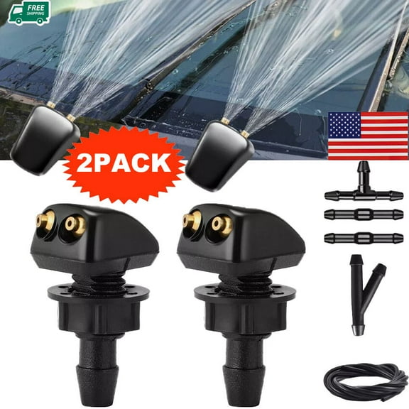 FungLam  2PCS Windshield Washer Nozzle Spray Sprayer Jet Kit   6.5ft Hose Connector Universal