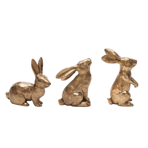 Figura decorativa DN DECONATION Conejo de poliresina dorada