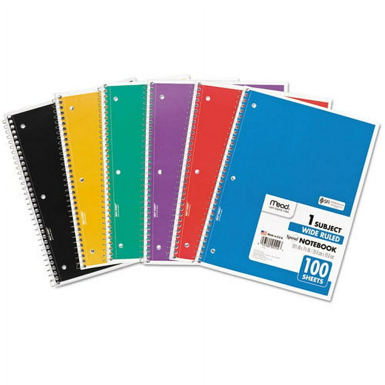 Spiral Notebook, 3-Hole Punched, 1 Subject, Wide/legal Rule