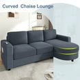 thumbnail image 5 of Harper & Bright Designs L-Shaped Sectional Sofa Set with Curved Chaise and Lounger, 3-Seat Couch with USB Ports, Chenille Upholstered Sectional Sofa for Living Room, Blue, 5 of 19