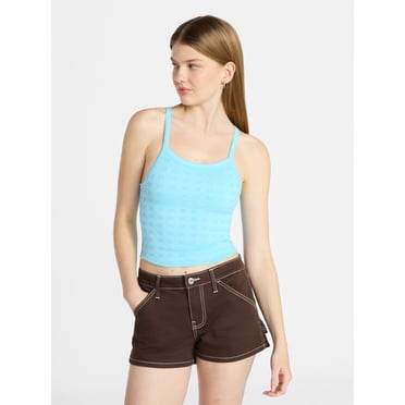 No Boundaries Cropped Textured Stitch Tank Top, Women's XXS-XXL