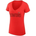 thumbnail image 2 of Women's G-III 4Her by Carl Banks  Red Ottawa Senators Dot Print Team V-Neck Fitted T-Shirt, 2 of 3