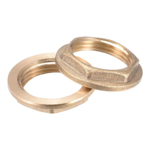 Unique Bargains G3/4 Lock Nut with Flange, Hex Brass Female Locknut for Plumbing 4 Pack