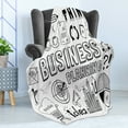 thumbnail image 4 of Black White Soft Flannel Fleece Throw Blanket, Business Planning Theme Doodle Set Brainstorming Presentation and Progress, Cozy Plush for Indoor and Outdoor Use, 50" x 60", Black White, by Ambesonne, 4 of 5