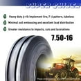 thumbnail image 2 of SUPERGUIER Heavy Duty 7.50-16 Rib Implement Tire F-2 Pattern 8 Ply Set 2 - 16002, 2 of 5